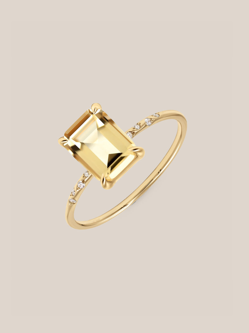 Large Starry Citrine Ring