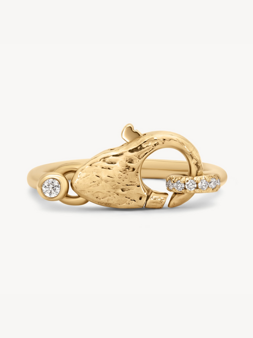 Diamond Lobster Clasp Ring 14k Gold | Audry Rose