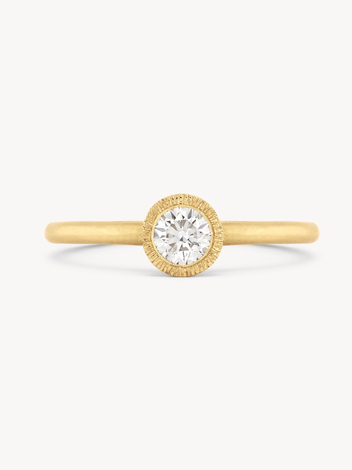 Satomi Kawakita Diamond Solitaire Ring in 18k Matte Yellow Gold