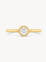 18k Brushed Bezel Diamond Solitaire Ring