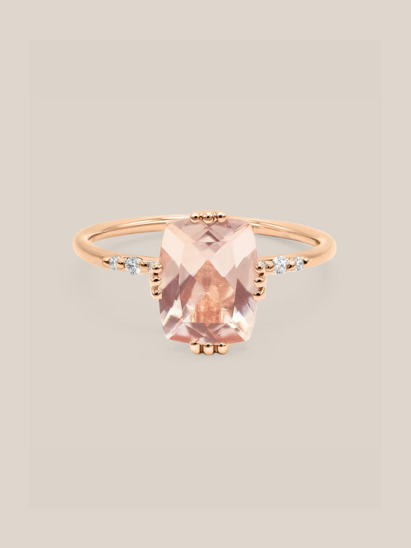 Starry Cushion Morganite Ring