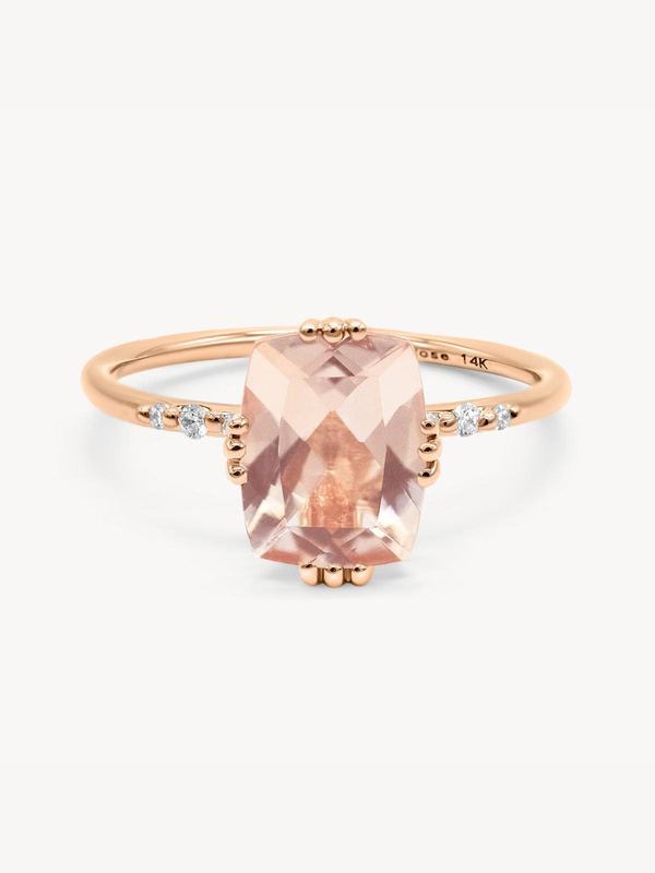 Starry Cushion Morganite Ring