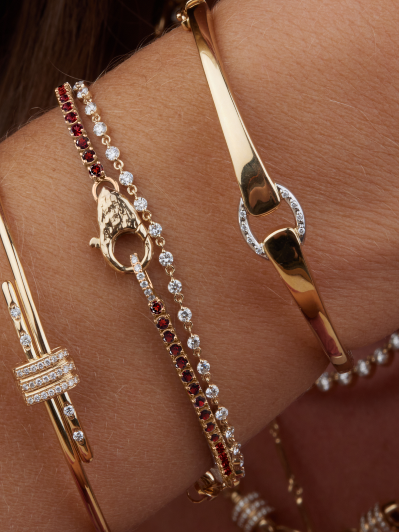 Garnet Tennis Lock Bracelet