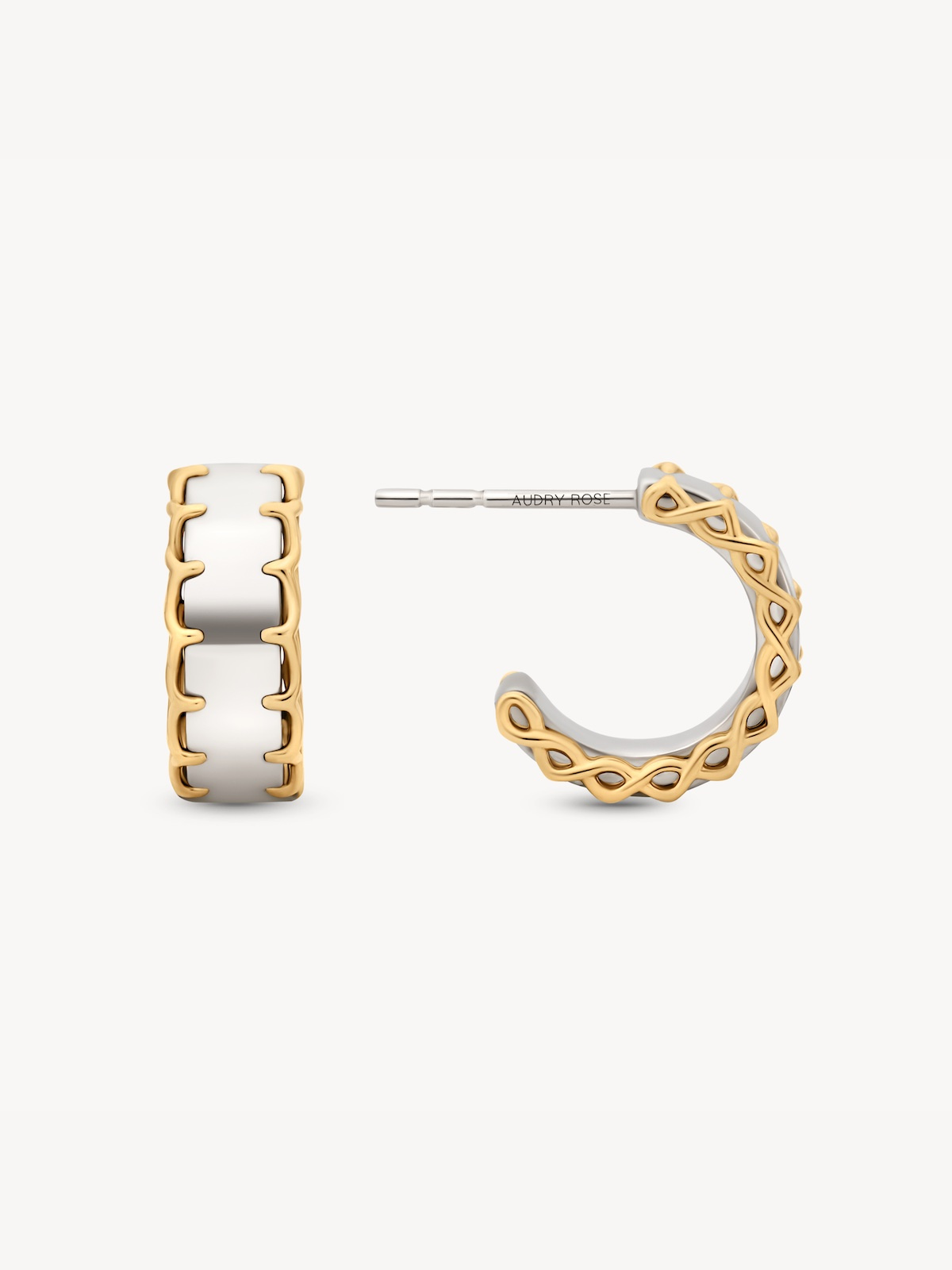 Mixed Metal Stitched Hoops