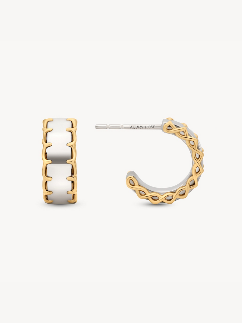 Mixed Metal Stitched Hoops