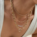 Paper Clip Floating Diamond Necklace