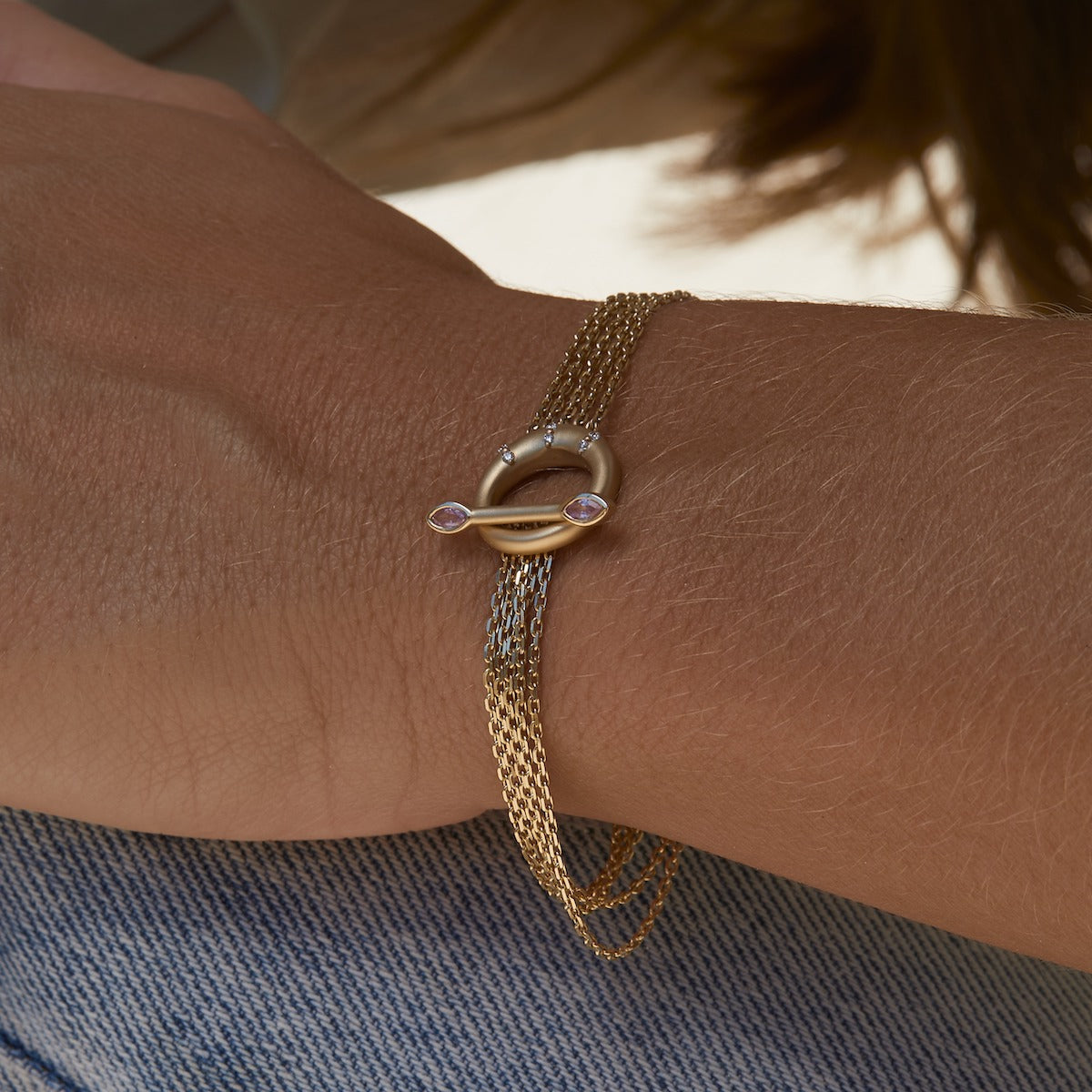 アクセサリー Imperial Rose Collection Bracelet Gold Circle Pink Sapphire Necklace in 14K Yellow Gold | Audry Rose