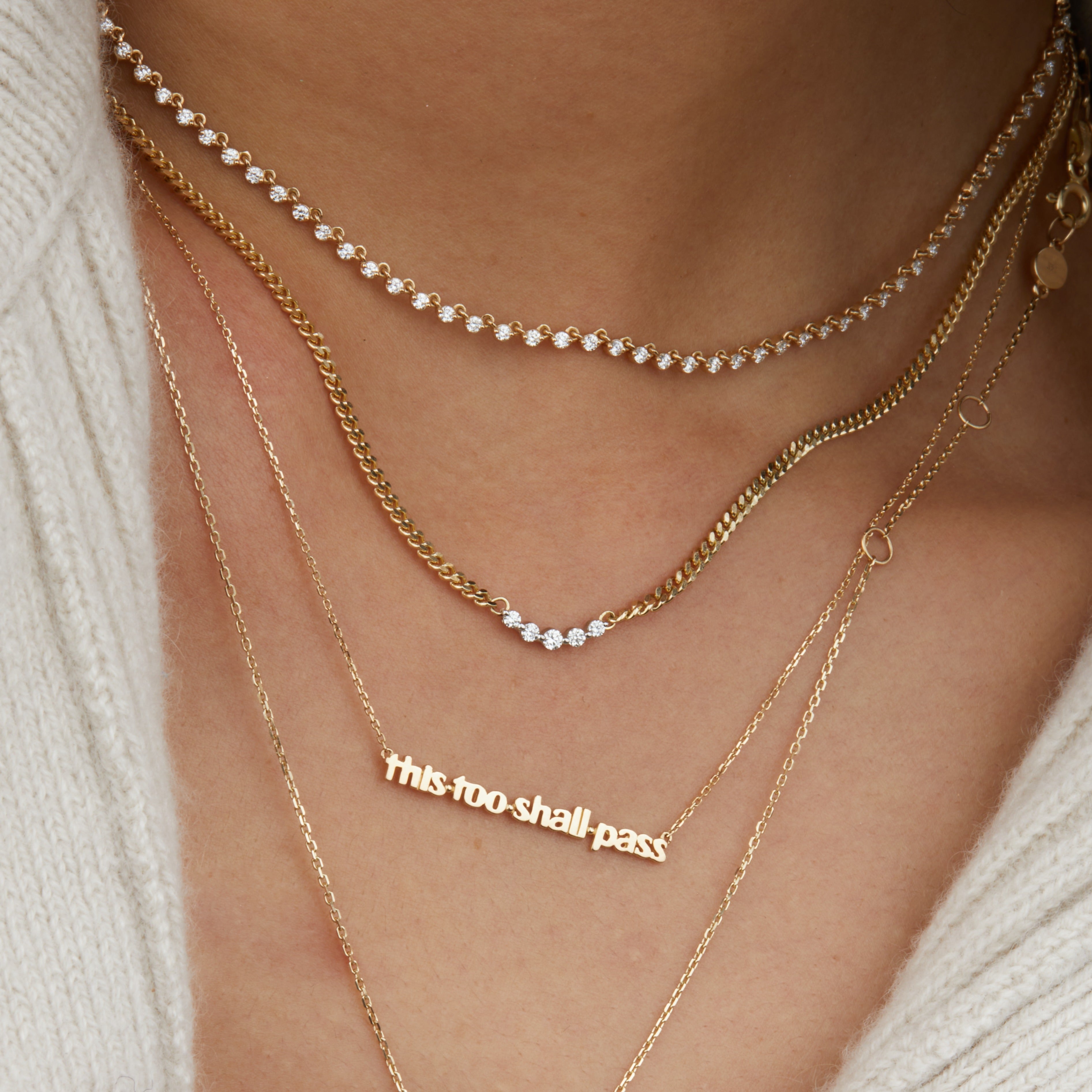 Diamond Arch Curb Chain Necklace in 10k Yellow Gold | Audry Rose