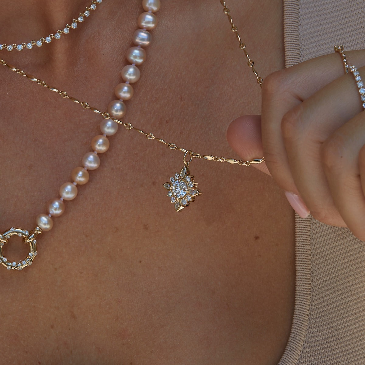 Diamond Flower Necklace in 14k Yellow Gold | Audry Rose