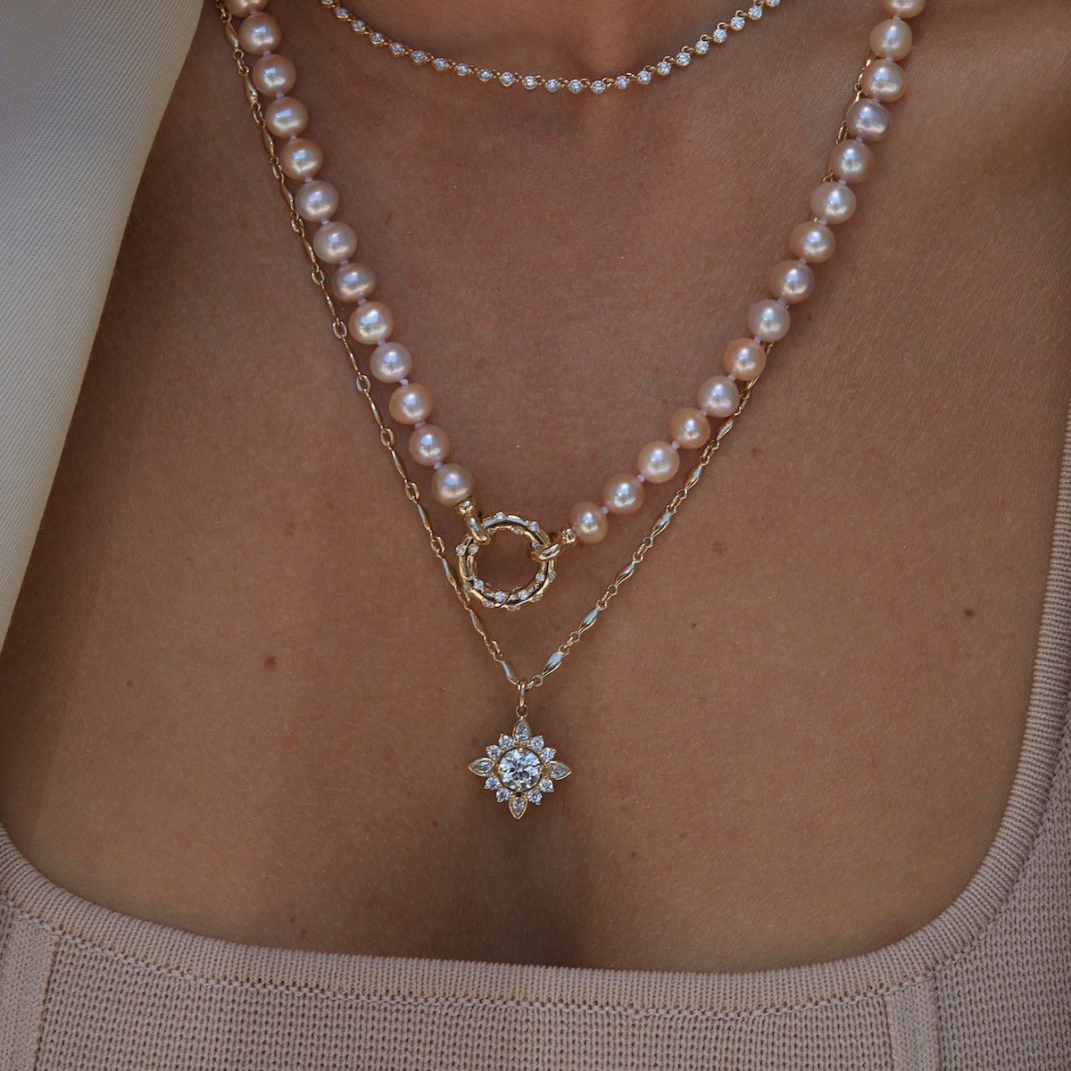 Diamond Flower Necklace in 14k Yellow Gold | Audry Rose