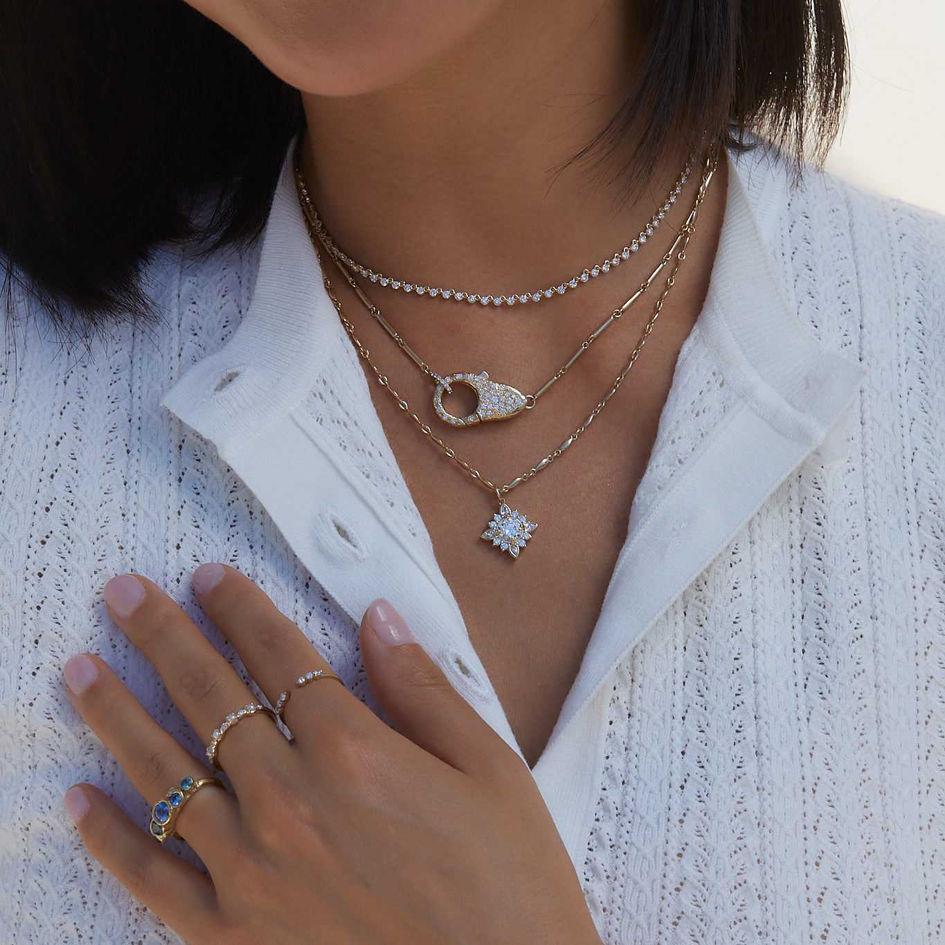 Diamond Flower Necklace in 14k Yellow Gold | Audry Rose