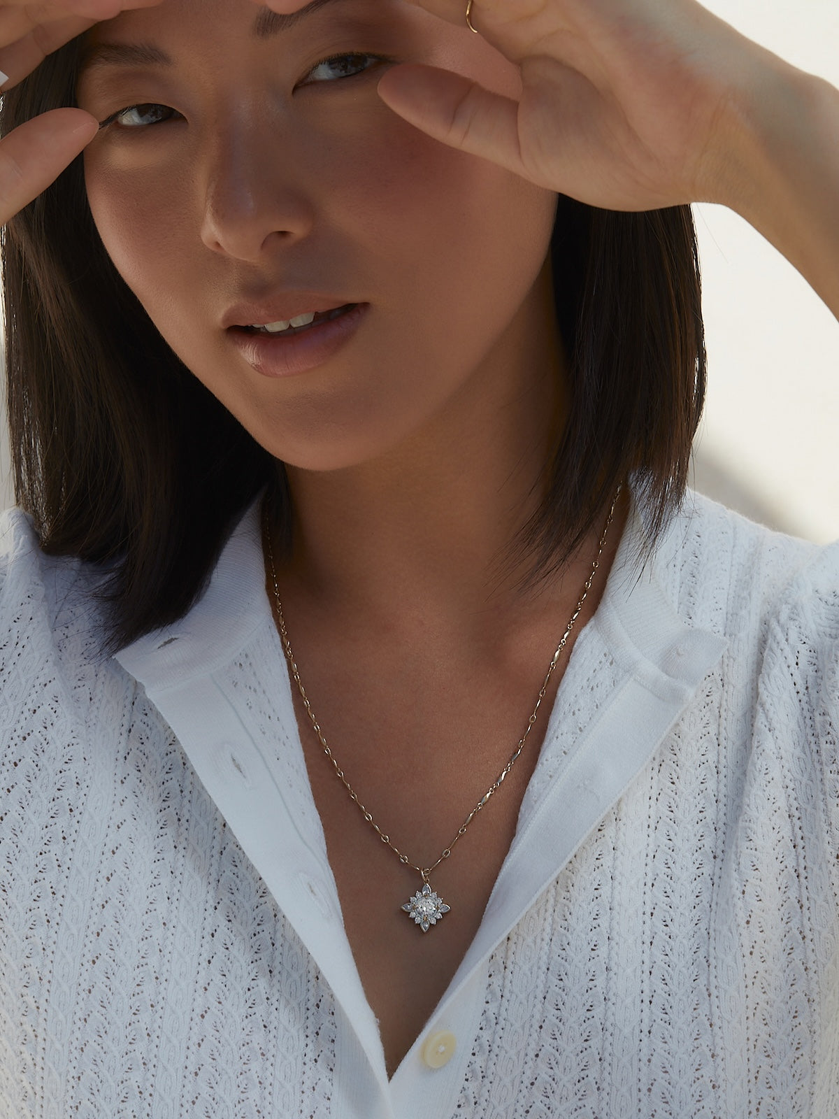 Diamond Flower Necklace in 14k Yellow Gold | Audry Rose