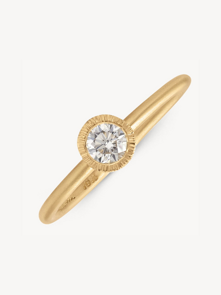 Satomi Kawakita Diamond Solitaire Ring in 18k Matte Yellow Gold Satomi Kawakita Diamond Solitaire Ring in 18k Matte Yellow Gold