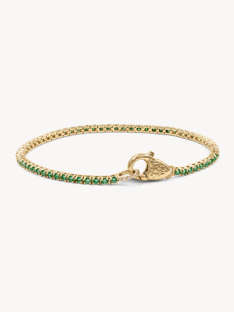 Gemstone Tennis Lock Bracelet