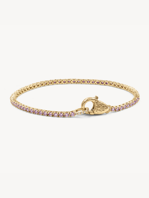 2mm Pink Sapphire Lock Tennis Bracelet 14k Solid Gold | Audry Rose