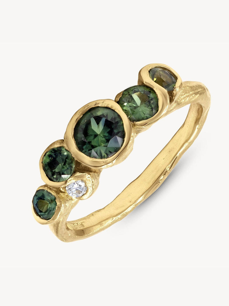 Green Ocean Sapphires Seaweed Ring