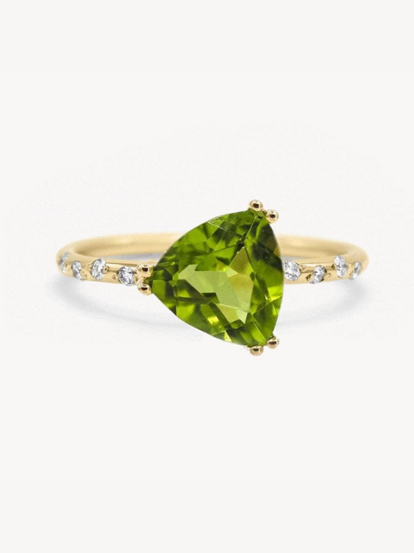 Starry Peridot Trillion Ring