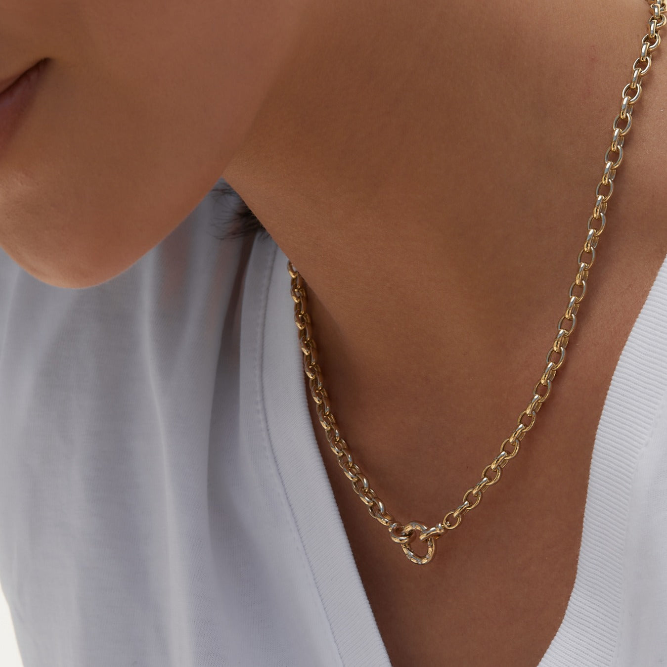 Chunky Link Diamond Necklace in 14k Yellow Gold | Audry Rose
