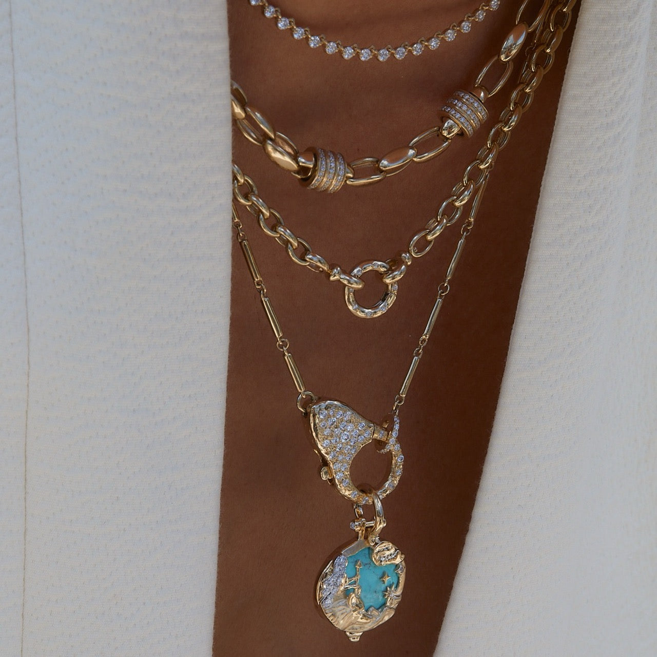 Chunky Link Diamond Necklace in 14k Yellow Gold | Audry Rose
