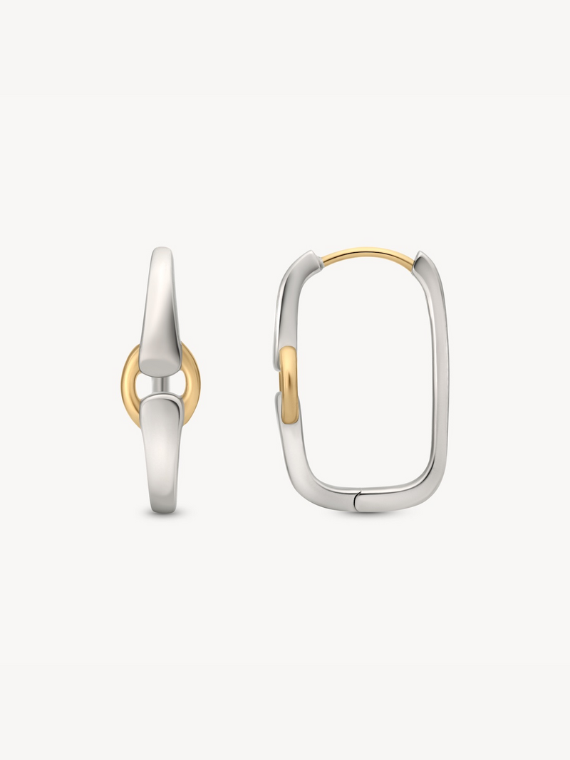 Mixed Metal Buckle Earrings