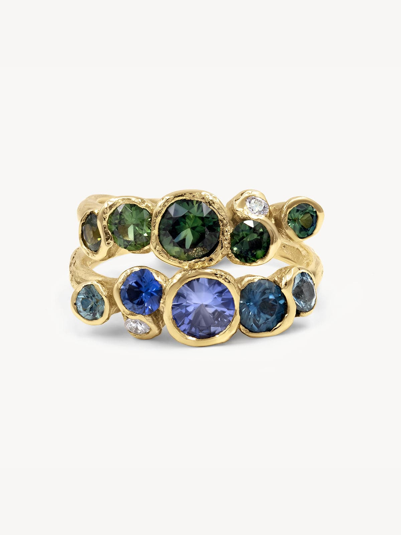 Green Ocean Sapphires Seaweed Ring