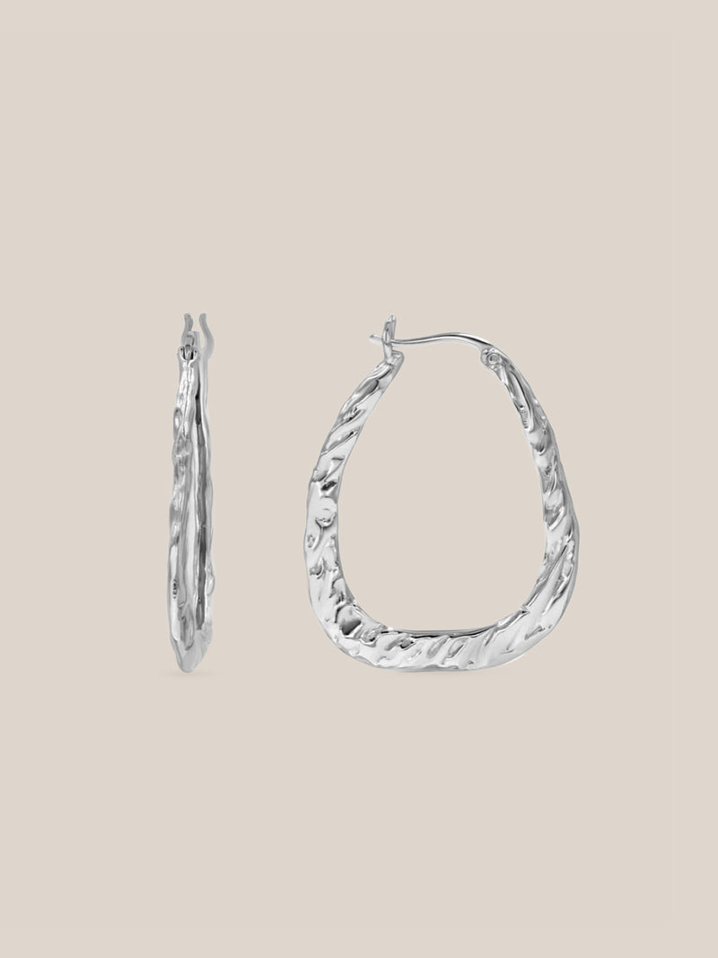 White Gold Organic Twist Hoops