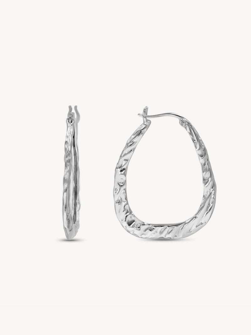 White Gold Organic Twist Hoops