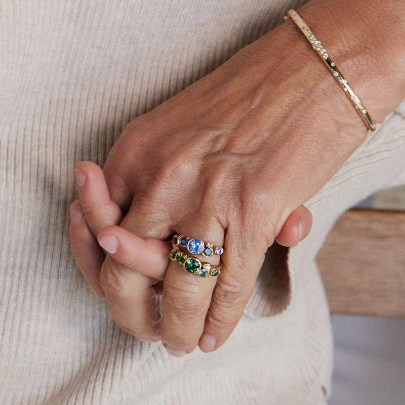 Green Ocean Sapphires Seaweed Ring