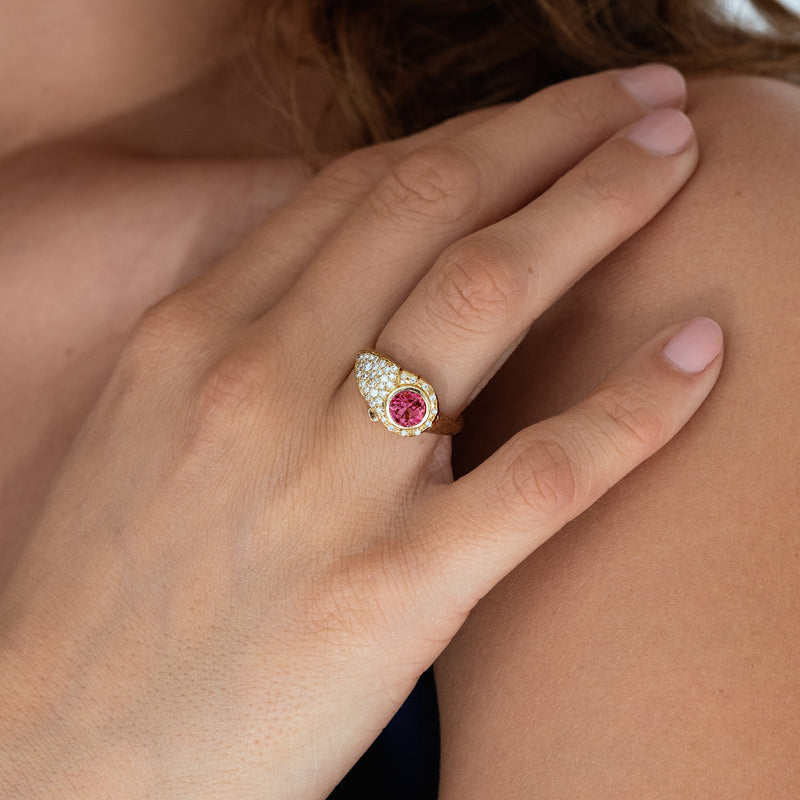 Tourmaline Birthstone Lock Ring
