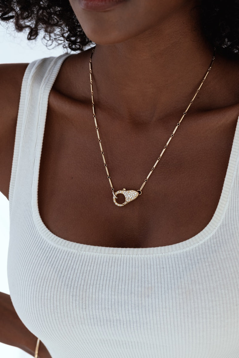 Pave Diamond Lock Necklace