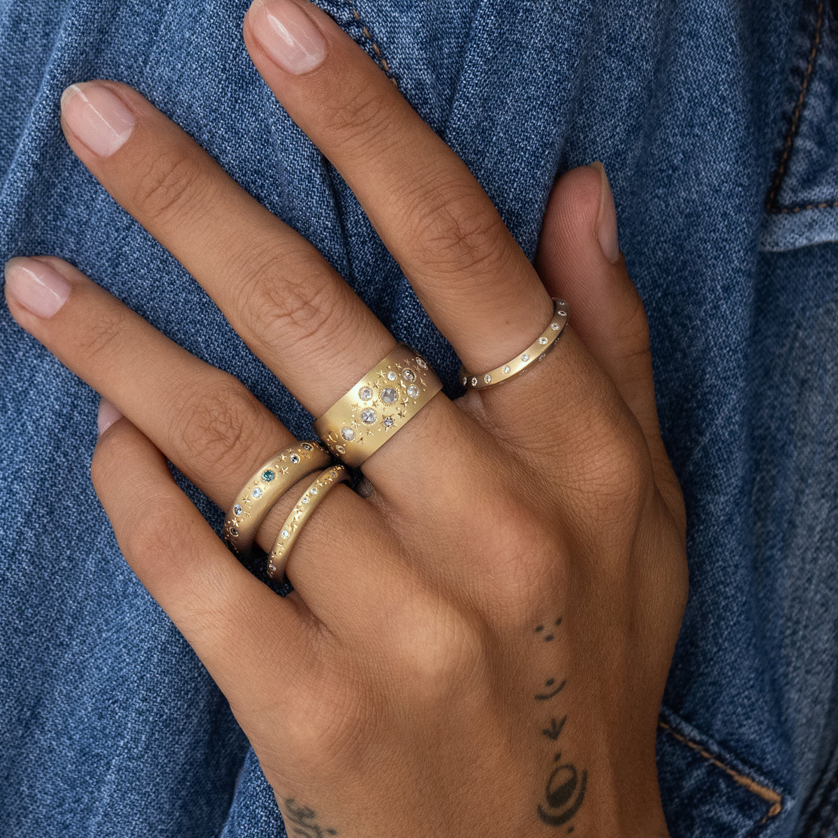 Pieces of Starr Micro Celestial Diamond Ring in 14K Solid Gold