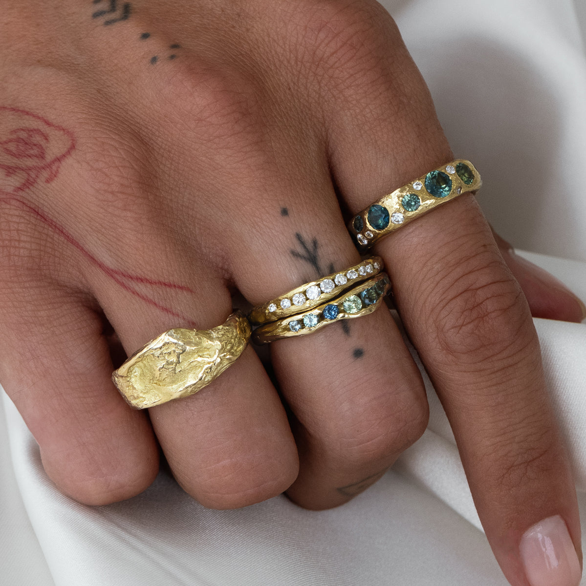 Emily Nixon Sapphire Half Channel Ring in 18K Yellow Gold | Audry Rose