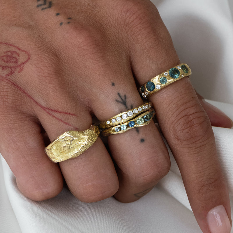 Sapphire Half Channel Ring