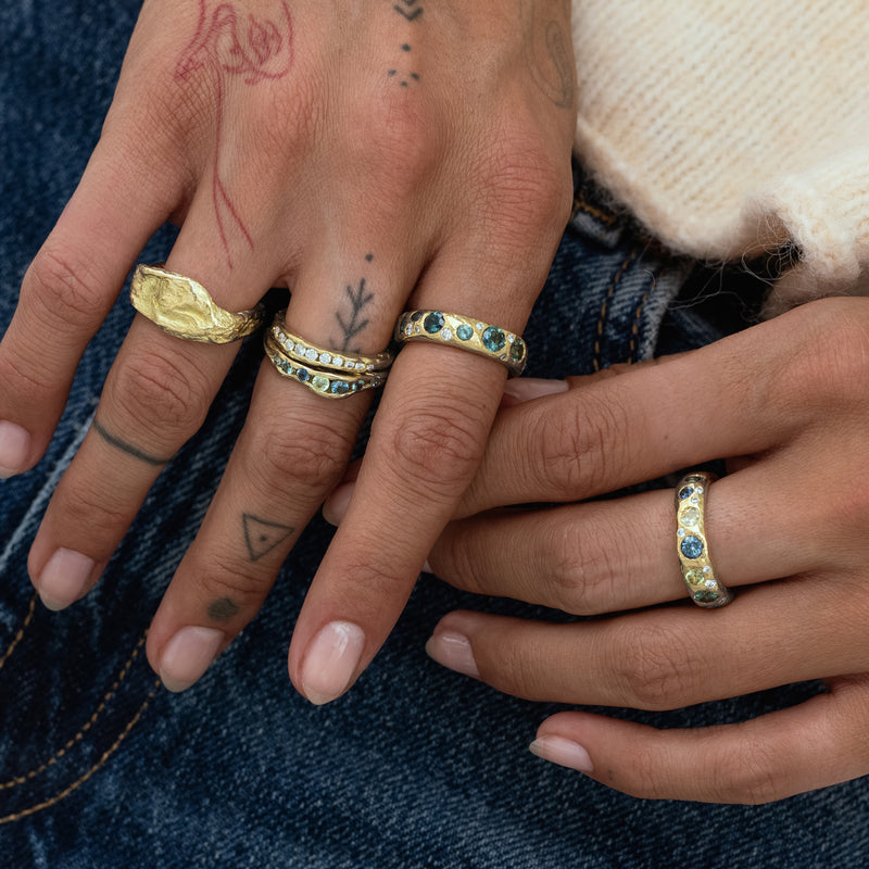 Sapphire Half Channel Ring