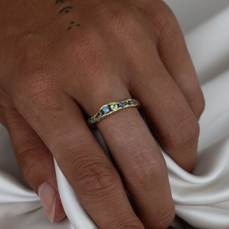 Sapphire Half Channel Ring