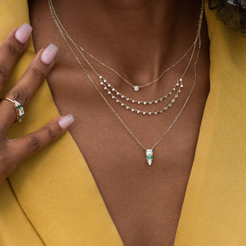 White Diamond Solitaire Bezel Necklace