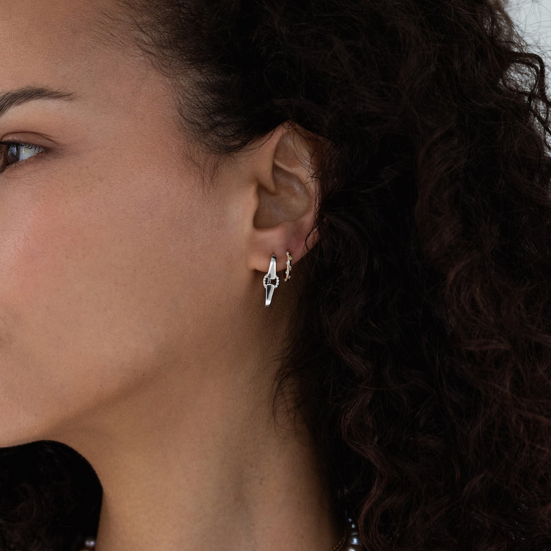 Mixed Metal Diamond Buckle Earrings