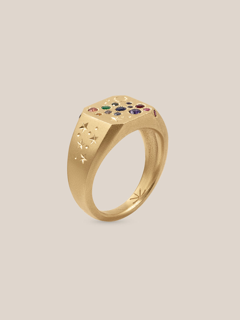 Rainbow Sapphire Celestial Ring