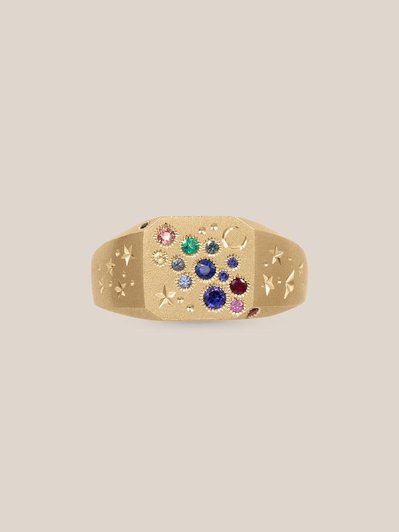 Rainbow Sapphire Celestial Ring
