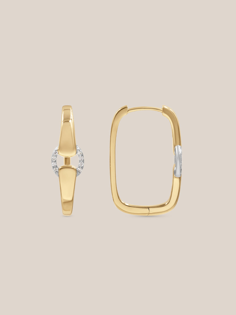 Two-Toned Diamond Buckle Earrings