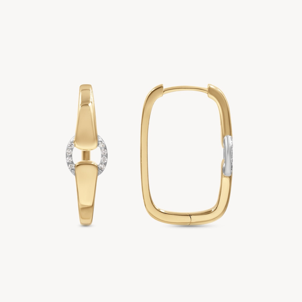Two Toned Diamond Buckle Earrings