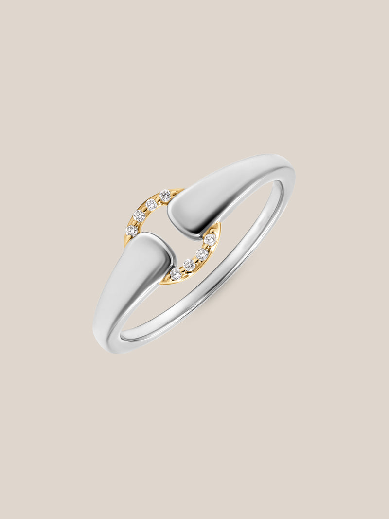 Mixed Metal Diamond Buckle Ring
