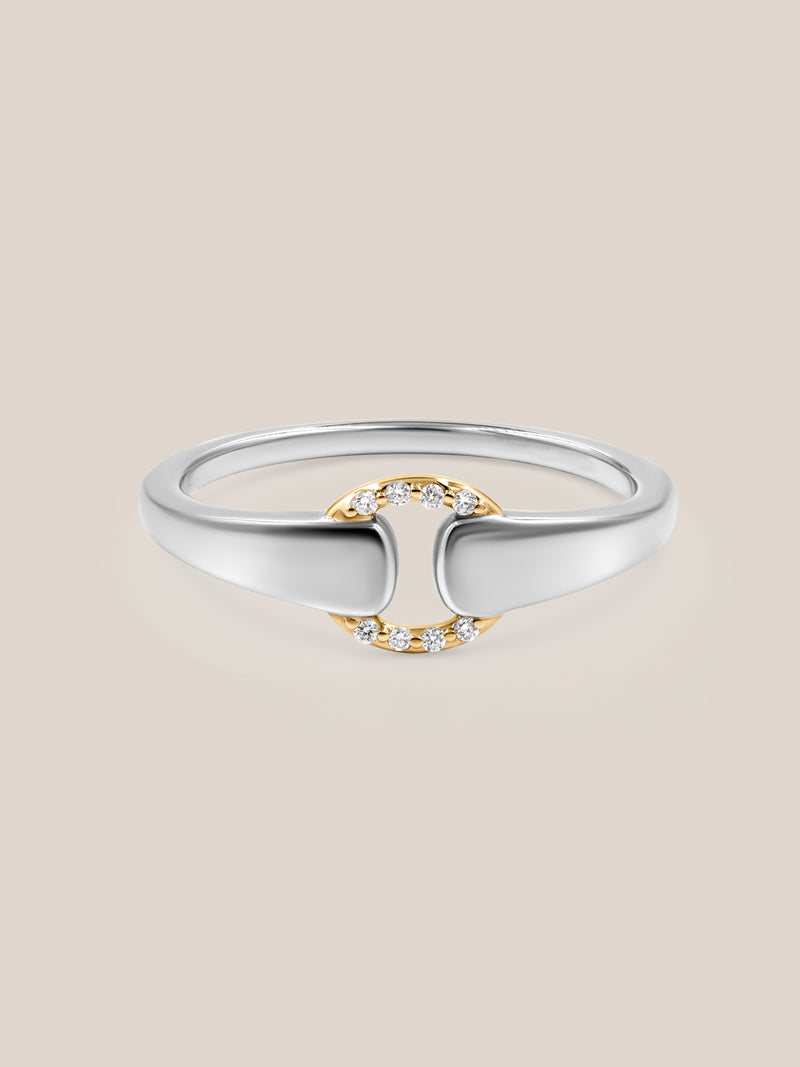 Mixed Metal Diamond Buckle Ring