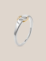 Mixed Metal Diamond Buckle Ring