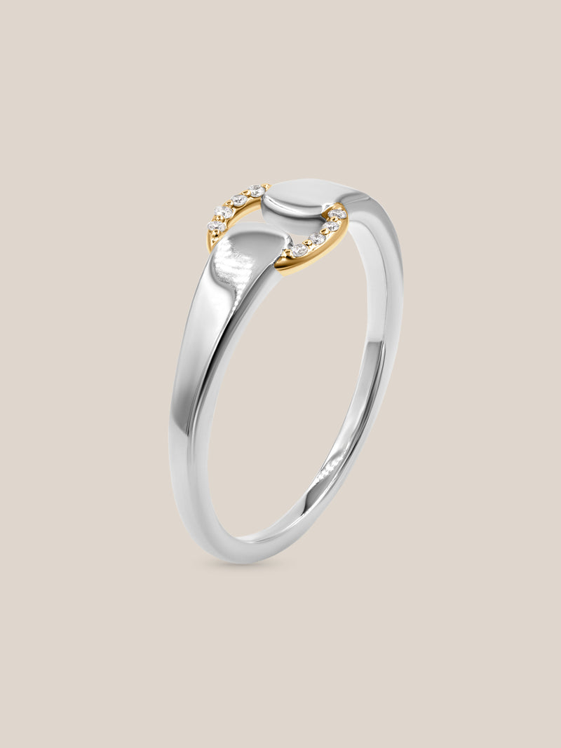 Mixed Metal Diamond Buckle Ring