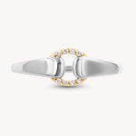 Mixed Metal Diamond Buckle Ring