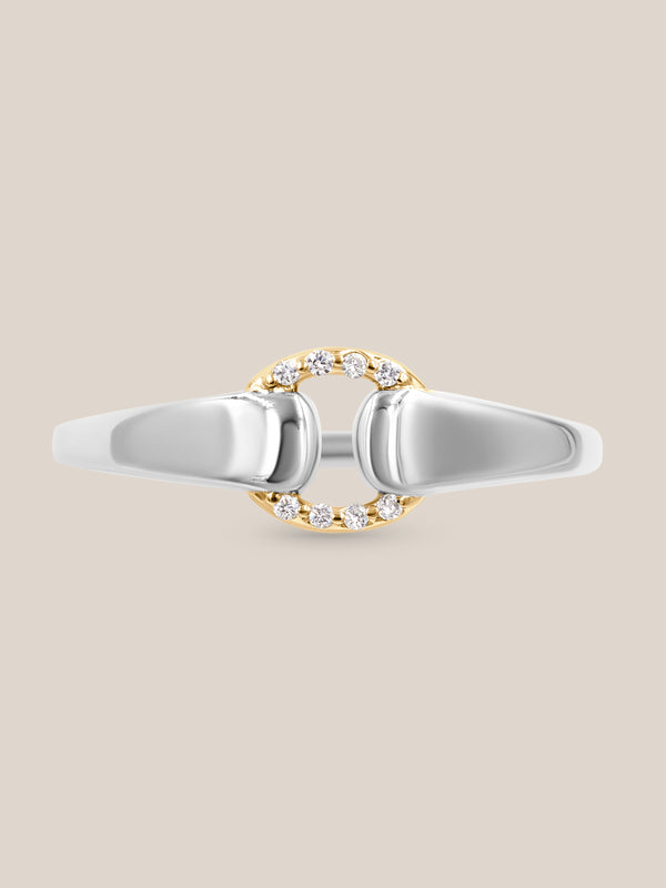 Mixed Metal Diamond Buckle Ring