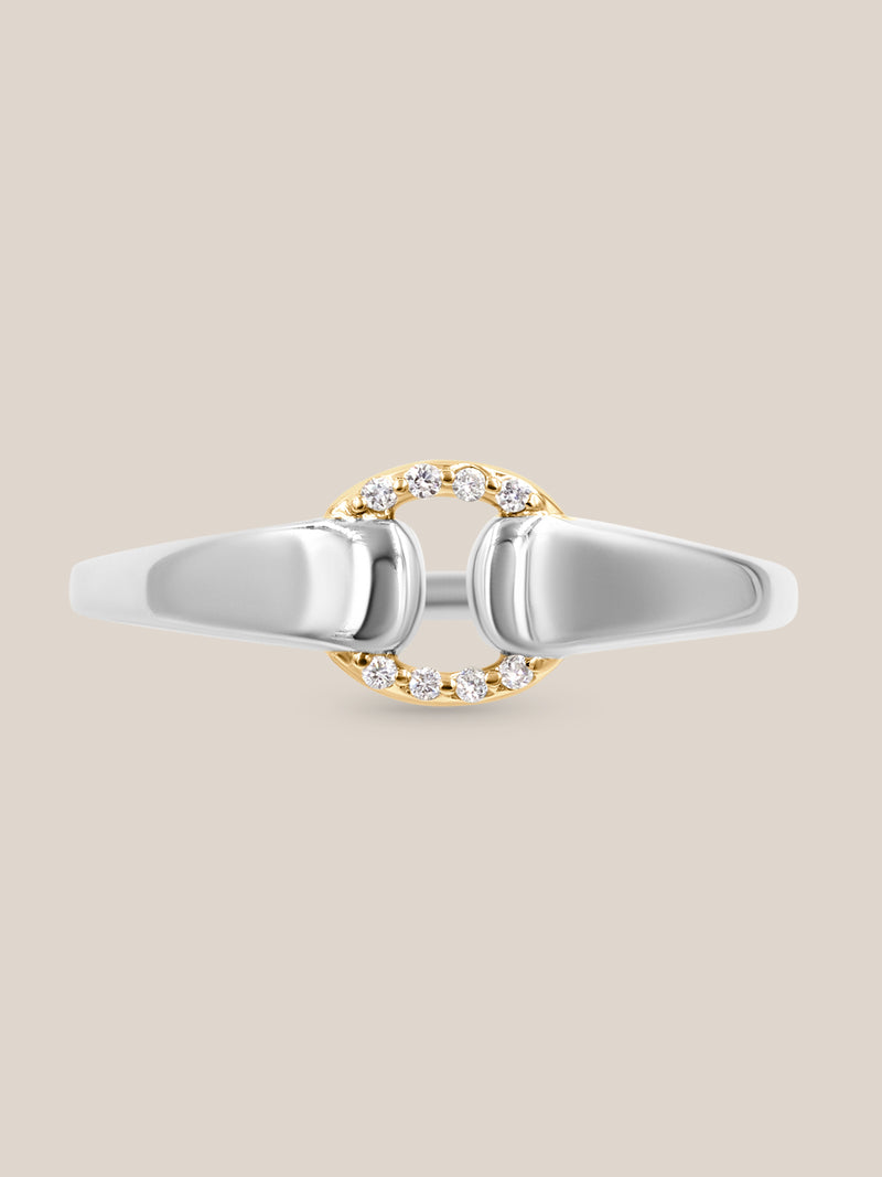 Mixed Metal Diamond Buckle Ring