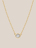 White Diamond Solitaire Bezel Necklace
