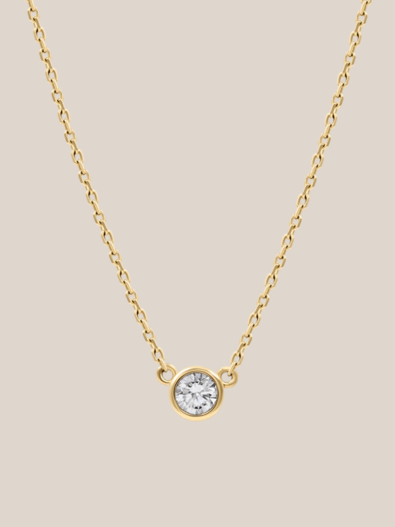 White Diamond Solitaire Bezel Necklace